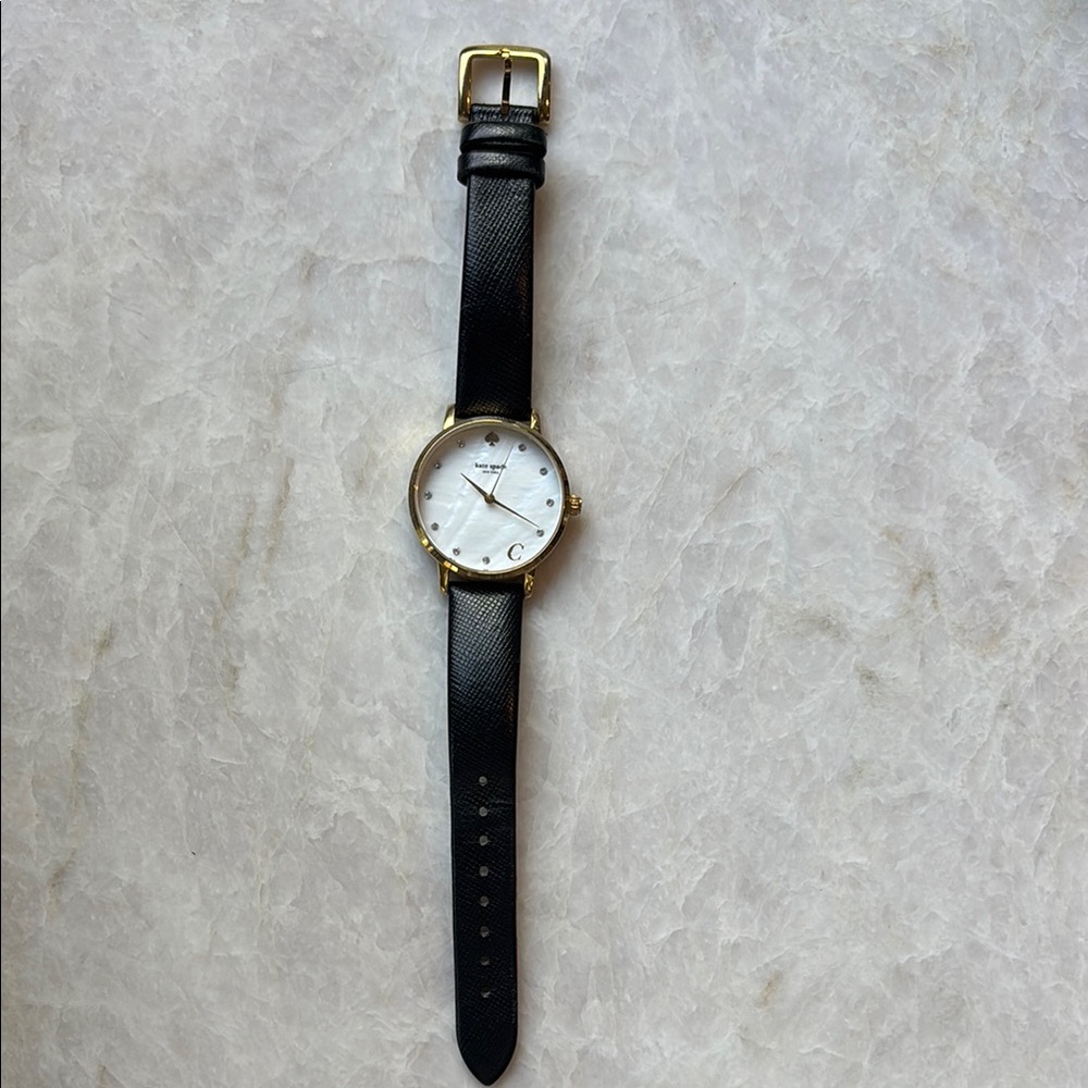 Kate Spade C Initial Black and Gold Watch